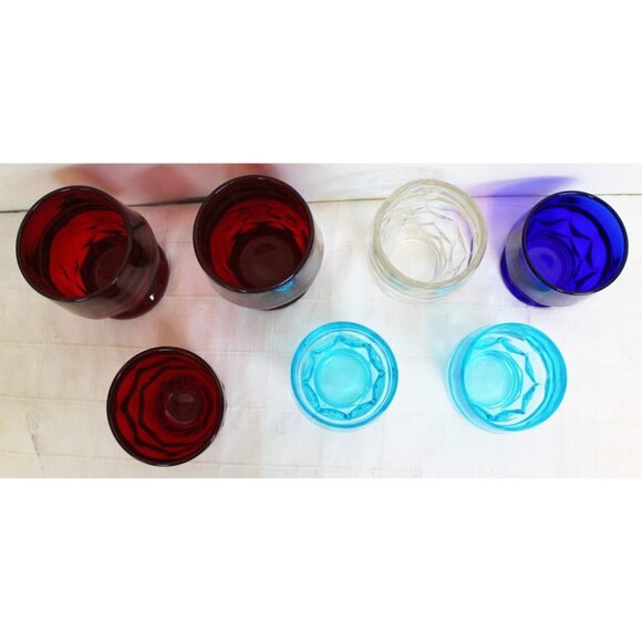 7 Viking Drinking Glass Tumbler Goblet Honeycomb Ruby Red lite Blue Clear Cobalt - Picture 6 of 16